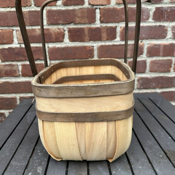 Wooden Woven Baskets Double Handles Rustic Farmhouse Decor Medium and Small - Picture 16 of 16